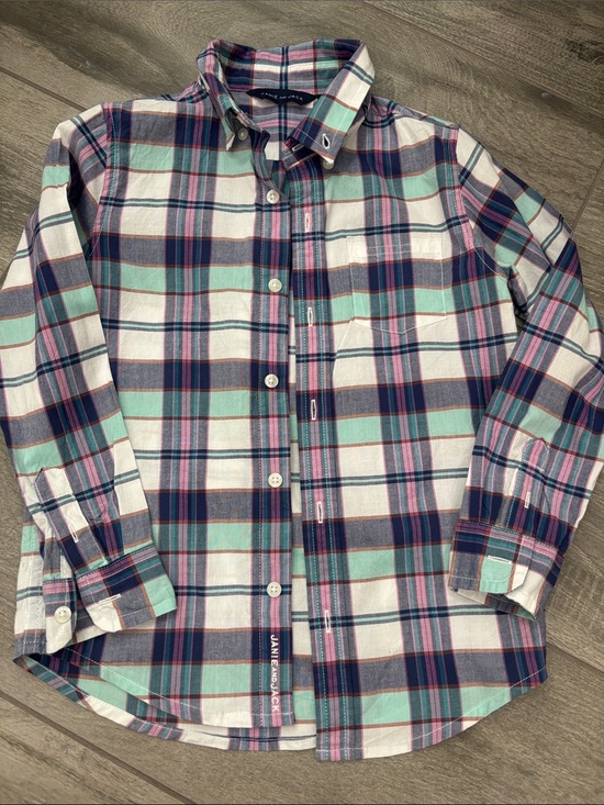 Janie and Jack Other - Janie and Jack size 5 Button-Down Plaid boys  Shirt in Teal, Navy & Pink